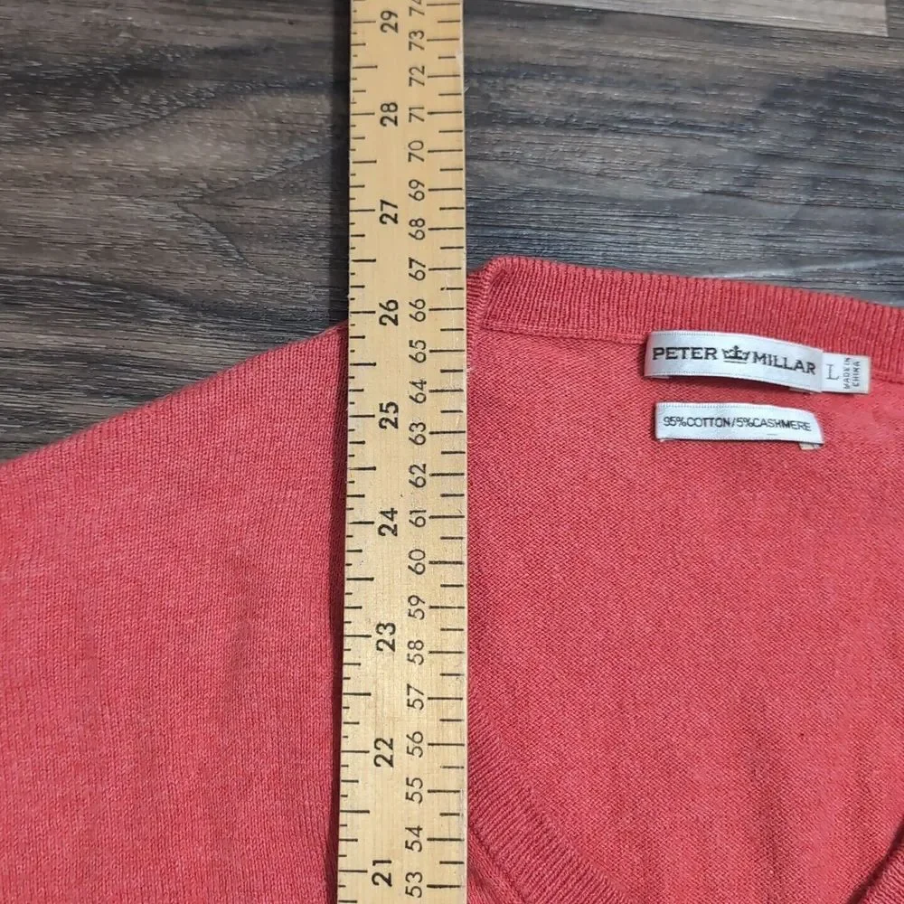Peter Millar Sweater Men L Luxe Blend 95% Cotton 5%Cashmere V-Neck‎ 1912 Dog S1